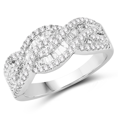 Diamond-0.84 Carat Genuine White Diamond 14K White Gold Ring (E-F Color, SI1-SI2 Clarity)