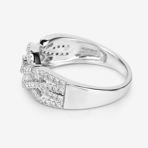 0.84 Carat Genuine White Diamond 14K White Gold Ring (E-F Color, SI1-SI2 Clarity)