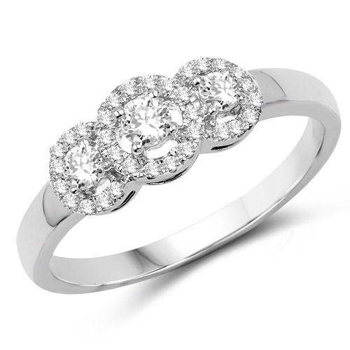 Diamond-0.32 Carat Genuine White Diamond 14K White Gold Ring (G-H Color, SI1-SI2 Clarity)