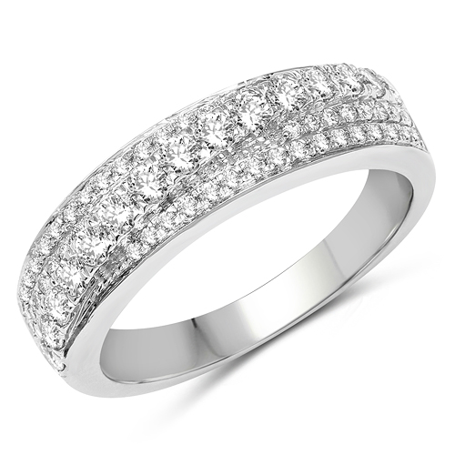 Diamond-0.66 Carat Genuine White Diamond 14K White Gold Ring (G-H-I Color, SI Clarity)