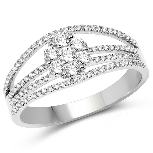 Diamond-0.51 Carat Genuine White Diamond 14K White Gold Ring (E-F-G Color, SI Clarity)