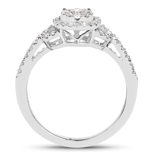 0.46 Carat Genuine White Diamond 14K White Gold Ring (G-H Color, SI1-SI2 Clarity)