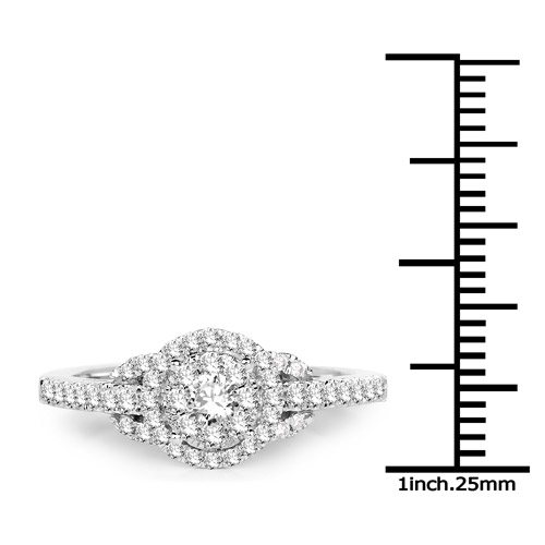 0.46 Carat Genuine White Diamond 14K White Gold Ring (G-H Color, SI1-SI2 Clarity)