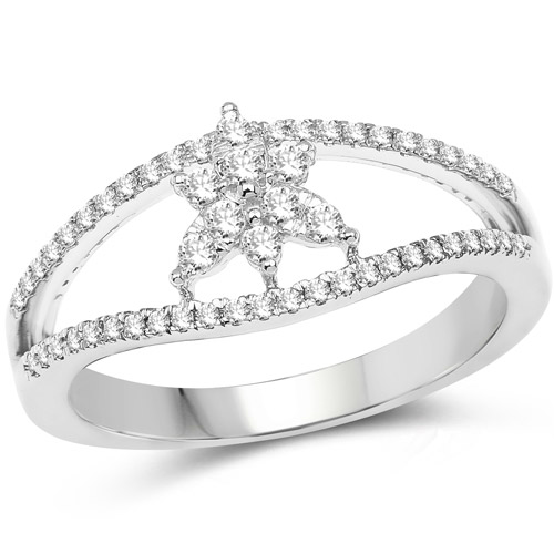 Diamond-0.32 Carat Genuine White Diamond 14K White Gold Ring (G-H Color, SI1-SI2 Clarity)