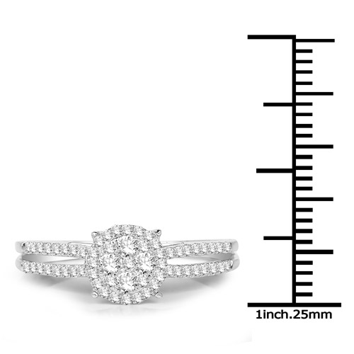 0.44 Carat Genuine White Diamond 14K White Gold Ring (G-H Color, SI1-SI2 Clarity)