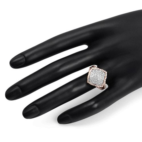 1.09 Carat Genuine White Diamond 14K White & Rose Gold Ring (G-H Color, SI1-SI2 Clarity)
