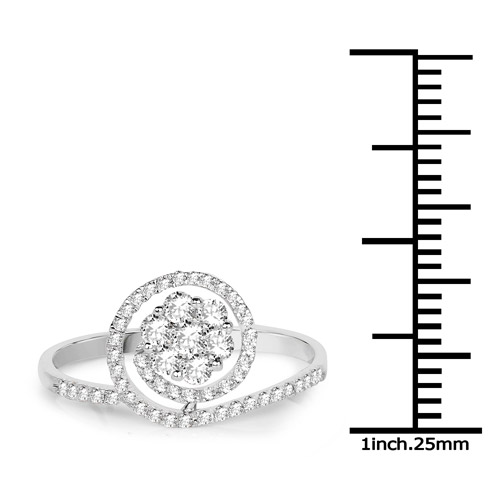 0.48 Carat Genuine White Diamond 14K White Gold Ring (G-H Color, SI1-SI2 Clarity)