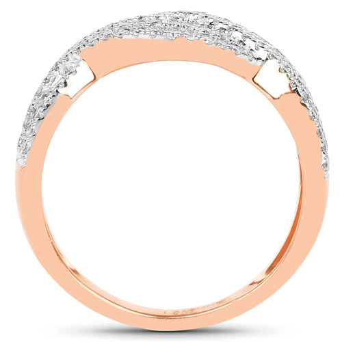 0.61 Carat Genuine White Diamond 14K Rose Gold Ring (G-H Color, SI1-SI2 Clarity)