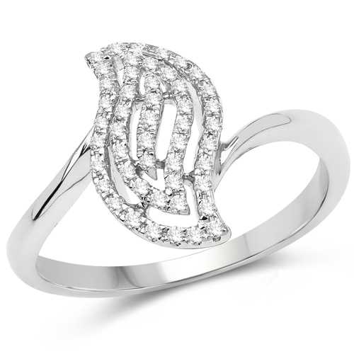 Diamond-0.19 Carat Genuine White Diamond 14K White Gold Ring (E-F-G Color, SI1-SI2 Clarity)