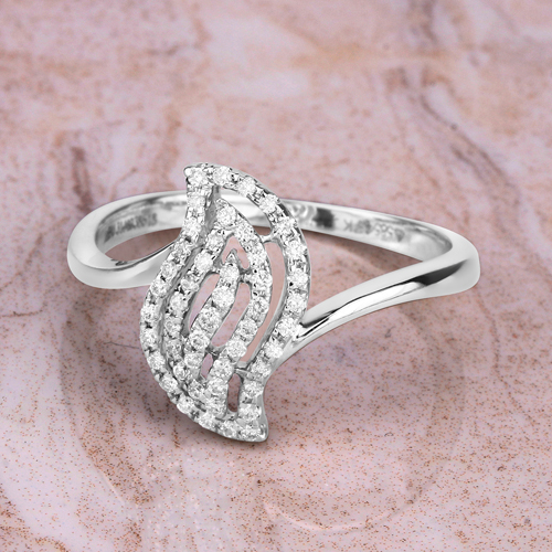 0.19 Carat Genuine White Diamond 14K White Gold Ring (E-F-G Color, SI1-SI2 Clarity)