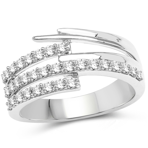 Diamond-0.55 Carat Genuine White Diamond 14K White Gold Ring (E-F-G Color, SI1-SI2 Clarity)