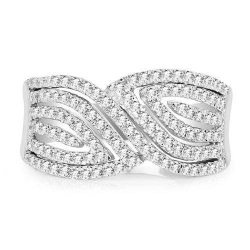 0.58 Carat Genuine White Diamond 14K White Gold Ring (E-F-G Color, SI1-SI2 Clarity)