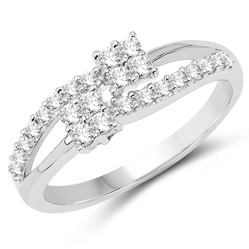 Diamond-0.34 Carat Genuine White Diamond 14K White Gold Ring (E-F Color, SI Clarity)