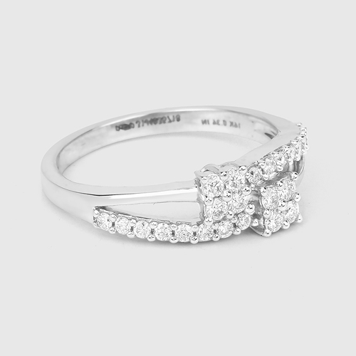 0.34 Carat Genuine White Diamond 14K White Gold Ring (E-F Color, SI Clarity)