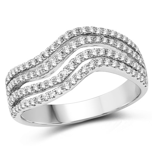 Diamond-0.56 Carat Genuine White Diamond 14K White Gold Ring (G-H Color, SI1-SI2 Clarity)