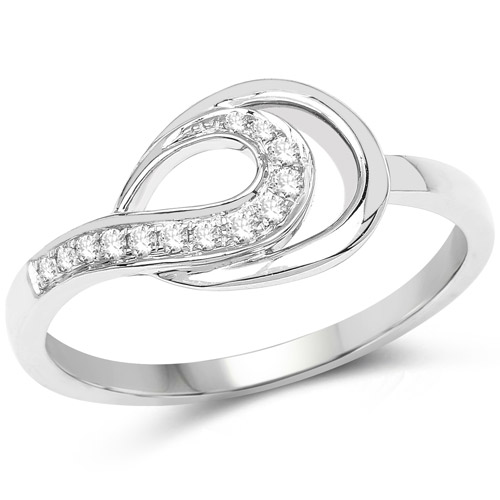 Diamond-0.10 Carat Genuine White Diamond 14K White Gold Ring (G-H Color, SI1-SI2 Clarity)