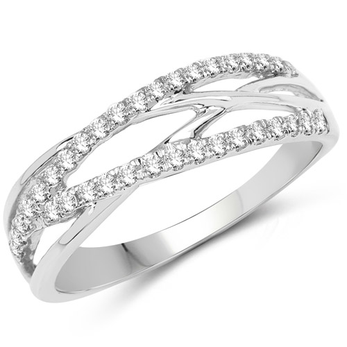Diamond-0.26 Carat Genuine White Diamond 14K White Gold Ring (G-H Color, SI1-SI2 Clarity)