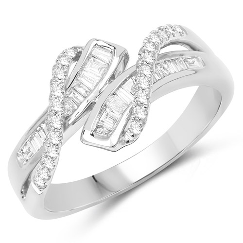 Diamond-0.40 Carat Genuine White Diamond 14K White Gold Ring (G-H Color, SI1-SI2 Clarity)