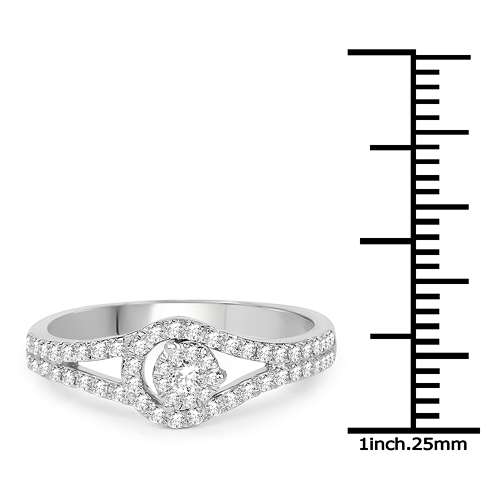 0.34 Carat Genuine White Diamond 14K White Gold Ring (E-F Color, SI Clarity)