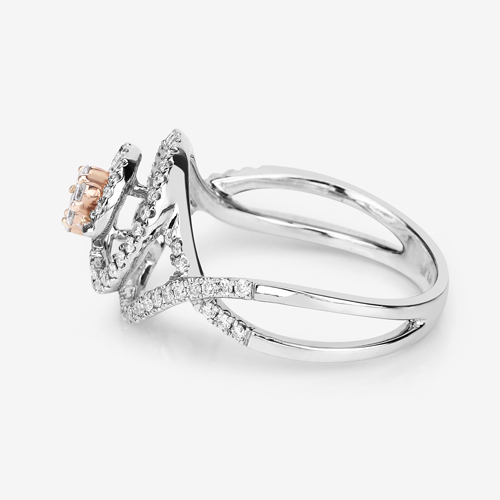 0.46 Carat Genuine White Diamond 14K White & Rose Gold Ring (E-F-G Color, SI1-SI2 Clarity)