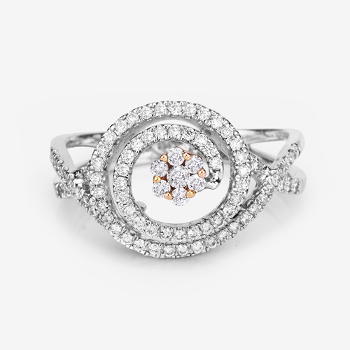 0.46 Carat Genuine White Diamond 14K White & Rose Gold Ring (E-F-G Color, SI1-SI2 Clarity)