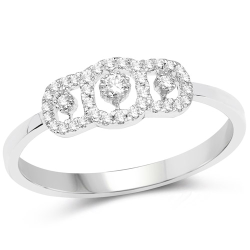 0.18 Carat Genuine White Diamond 14K White Gold Ring (G-H Color, SI1-SI2 Clarity)