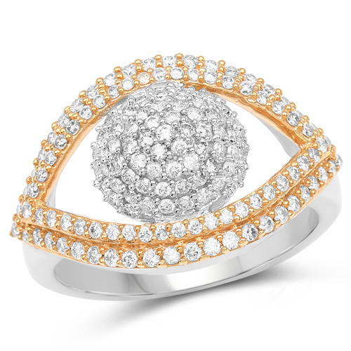 Diamond-0.81 Carat Genuine White Diamond 14K White & Rose Gold Ring (E-F Color, SI1-SI2 Clarity)