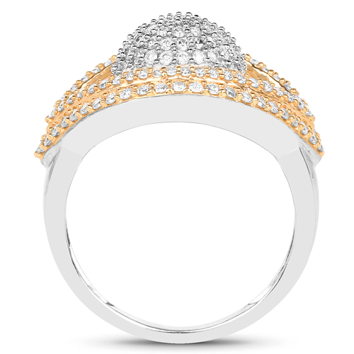 0.81 Carat Genuine White Diamond 14K White & Rose Gold Ring (E-F Color, SI1-SI2 Clarity)