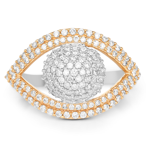 0.81 Carat Genuine White Diamond 14K White & Rose Gold Ring (E-F Color, SI1-SI2 Clarity)