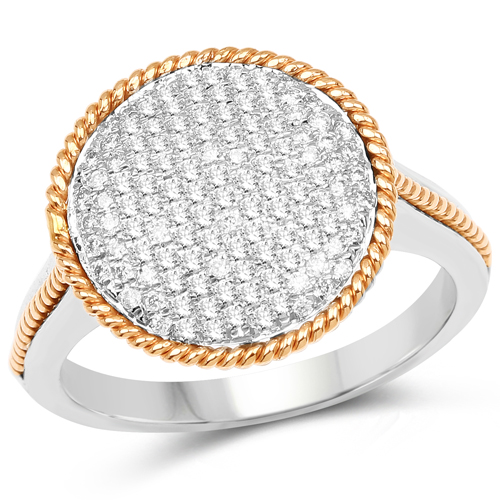 Diamond-0.45 Carat Genuine White Diamond 14K White & Rose Gold Ring (G-H Color, SI1-SI2 Clarity)