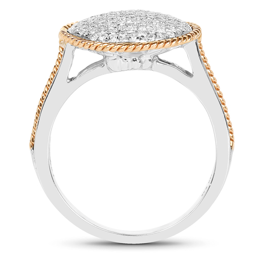0.45 Carat Genuine White Diamond 14K White & Rose Gold Ring (E-F Color, SI1-SI2 Clarity)