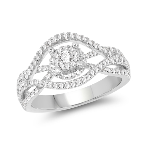 Diamond-0.69 Carat Genuine White Diamond 14K White Gold Ring (E-F Color, SI1-SI2 Clarity)