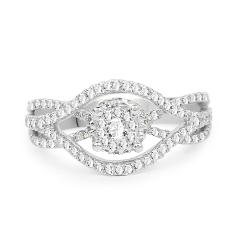 0.69 Carat Genuine White Diamond 14K White Gold Ring (E-F Color, SI1-SI2 Clarity)