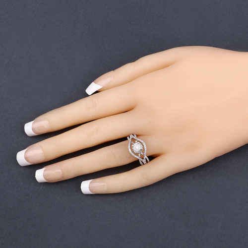 0.69 Carat Genuine White Diamond 14K White Gold Ring (E-F Color, SI1-SI2 Clarity)
