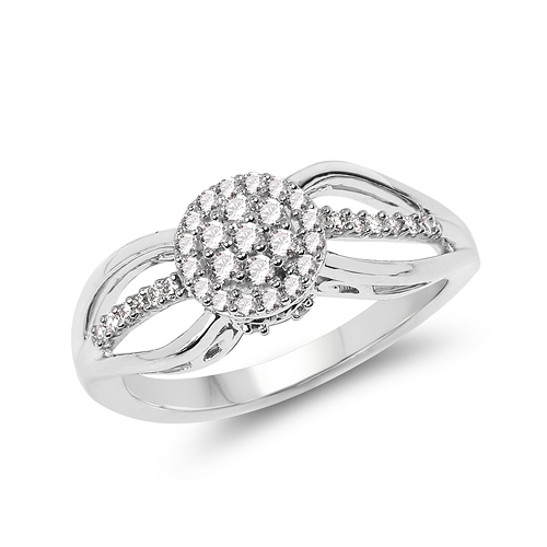 Diamond-0.25 Carat Genuine White Diamond 14K White Gold Ring (E-F Color, SI Clarity)