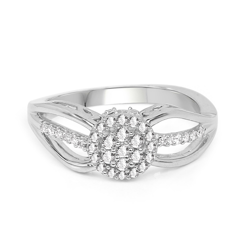 0.25 Carat Genuine White Diamond 14K White Gold Ring (E-F Color, SI Clarity)