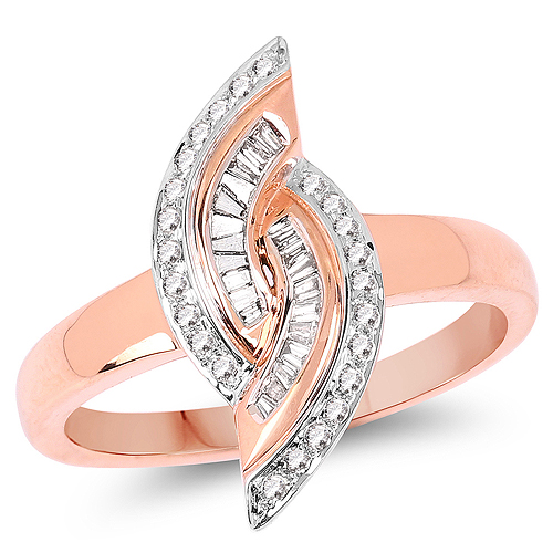 Diamond-0.29 Carat Genuine White Diamond 14K Rose Gold Ring (E-F Color, SI1-SI2 Clarity)