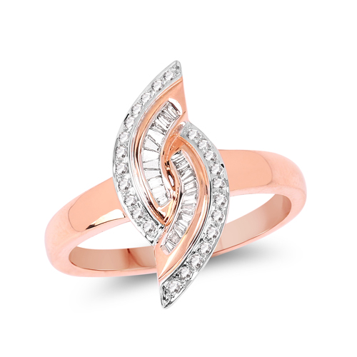 Diamond-0.29 Carat Genuine White Diamond 14K Rose Gold Ring (G-H Color, SI1-SI2 Clarity)