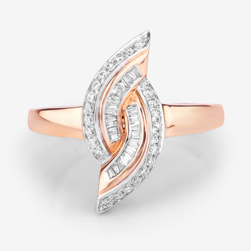 0.29 Carat Genuine White Diamond 14K Rose Gold Ring (E-F Color, SI1-SI2 Clarity)