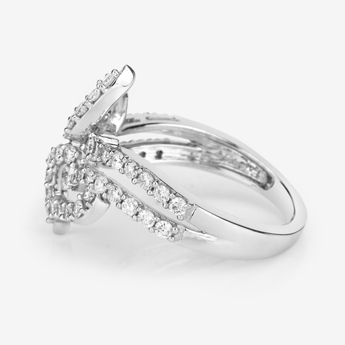 0.74 Carat Genuine White Diamond 14K White Gold Ring (E-F-G Color, SI1-SI2 Clarity)