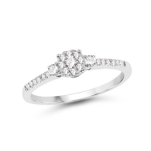 Diamond-0.25 Carat Genuine White Diamond 14K White Gold Ring (G-H Color, SI1-SI2 Clarity)