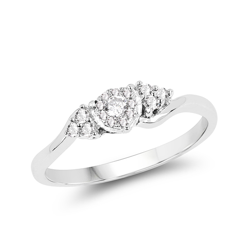 Diamond-0.16 Carat Genuine White Diamond 14K White Gold Ring (E-F Color, SI Clarity)