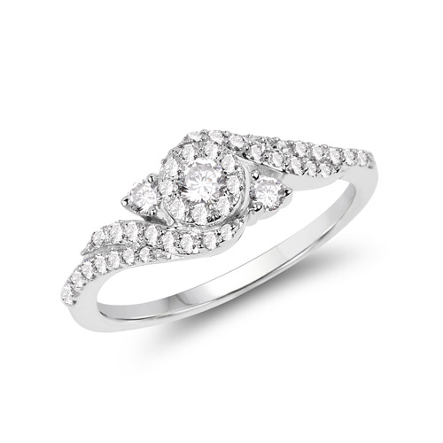 Diamond-0.43 Carat Genuine White Diamond 14K White Gold Ring (G-H Color, SI1-SI2 Clarity)