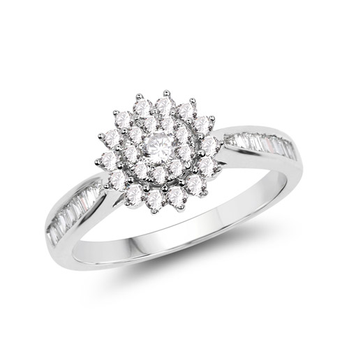 Diamond-0.53 Carat Genuine White Diamond 14K White Gold Ring (G-H Color, SI1-SI2 Clarity)