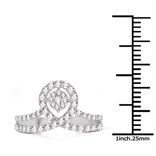 0.54 Carat Genuine White Diamond 14K White Gold Ring (G-H Color, SI1-SI2 Clarity)