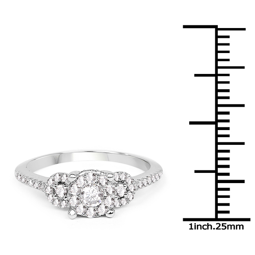 0.47 Carat Genuine White Diamond 14K White Gold Ring (E-F Color, SI Clarity)