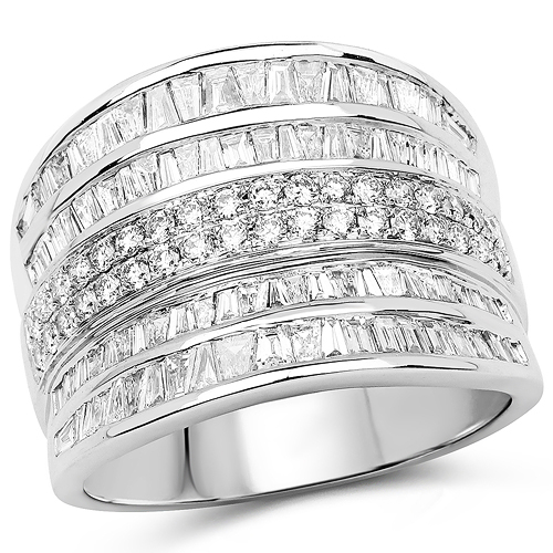 Diamond-1.68 Carat Genuine White Diamond 14K White Gold Ring (G-H Color, SI1-SI2 Clarity)