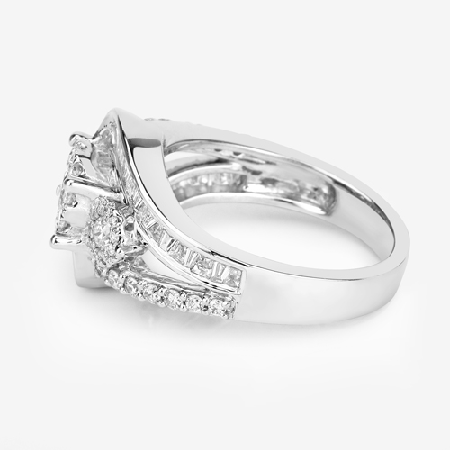 1.33 Carat Genuine White Diamond 14K White Gold Ring (E-F Color, SI1-SI2 Clarity)