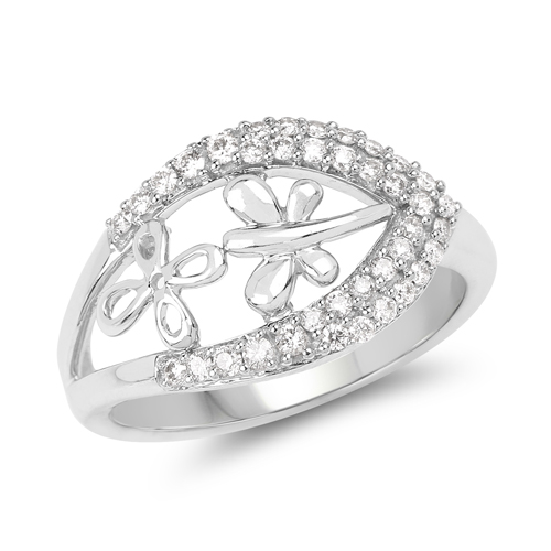 Diamond-0.34 Carat Genuine White Diamond 14K White Gold Ring (E-F Color, SI1-SI2 Clarity)