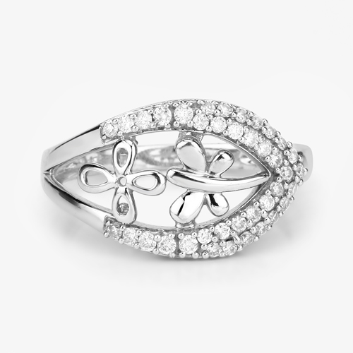 0.34 Carat Genuine White Diamond 14K White Gold Ring (E-F Color, SI1-SI2 Clarity)